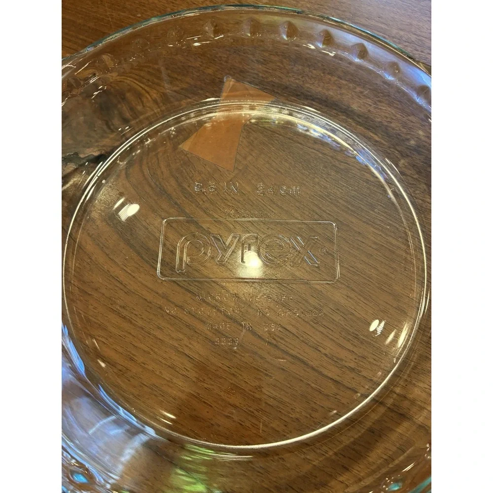 Vintage PYREX CLEAR Glass Fluted Pie Pan #2229 Crimped Deep Dish Plate 9.5